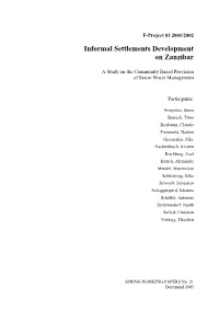 Informal Settlements Development on Zanzibar