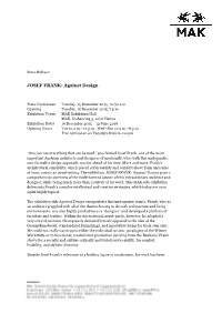 JOSEF FRANK: Against Design