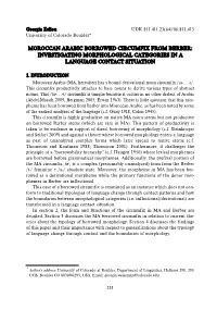 Moroccan Arabic Borrowed Circumfix from Berber: Investigating Morphological Categories in a Language Contact Situation
