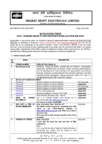 Notice Inviting Tender Note: Intending Bidder to Participate May Download from Web Sites