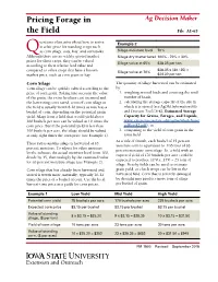 Pricing Forage in the Field
