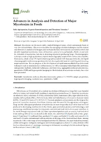 Advances in Analysis and Detection of Major Mycotoxins in Foods
