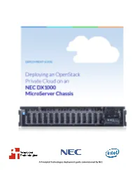 Deploying Openstack Private Cloud on NEC DX1000 Microserver Chassis
