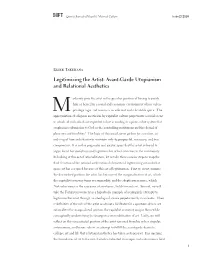 Legitimizing the Artist: Avant-Garde Utopianism and Relational Aesthetics