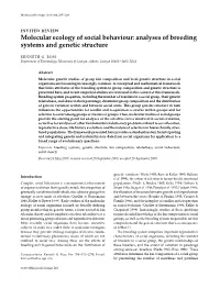 Molecular Ecology of Social Behaviour: Analyses of Breeding Systems and Genetic Structure