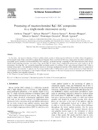 Processing of Reaction-Bonded B4C–Sic Composites in a Single-Mode Microwave Cavity