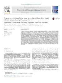Progress in Concentrated Solar Power Technology with Parabolic Trough Collector System a Comprehensive Review