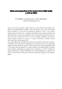 Status and Perspectives of the Neutron Time-Of-Flight Facility N TOF at CERN