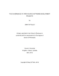 The Governance of Open Source Software Development Projects