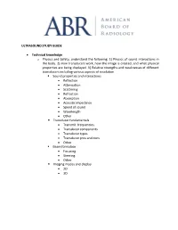 ULTRASOUND STUDY GUIDE • Technical Knowledge O Physics And