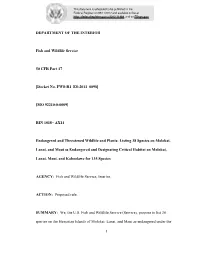 [Docket No. FWS-R1–ES-2011–0098] [MO 92210-0-0009] R