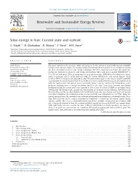 Solar Energy in Iran Current State and Outlook
