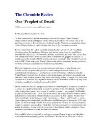 The Chronicle Review Our 'Prophet of Deceit'