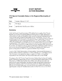 TTC Special Constable Status in the Regional Municipality of York