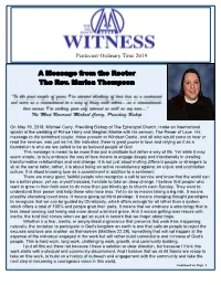 A Message from the Rector the Rev. Marisa Thompson