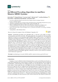 An Efficient Precoding Algorithm for Mmwave Massive MIMO Systems
