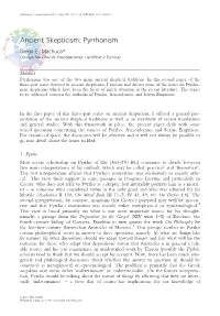 Ancient Skepticism: Pyrrhonism Diego E