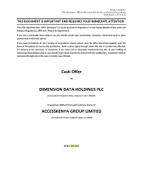 Cash Offer DIMENSION DATA HOLDINGS PLC ACCESSKENYA