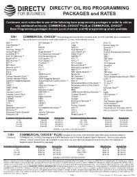 DIRECTV® OIL RIG PROGRAMMING PACKAGES and RATES