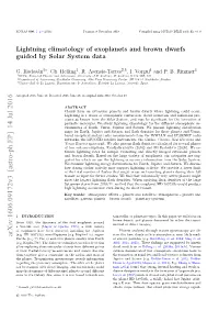 Lightning Climatology of Exoplanets and Brown Dwarfs Guided by Solar System Data