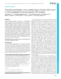 Premature Termination Codon Readthrough in Human Cells Occurs In