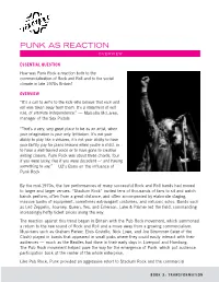 Punk As Reaction Overview