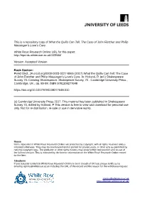 The Case of John Fletcher and Philip Massinger's Love's Cure