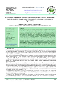 Up-Scalable Synthesis of High Porous Superabsorbent Polymer Via Alkaline Hydrolysis of Acrylamide Using Microwave Irradiation: Application in Agriculture