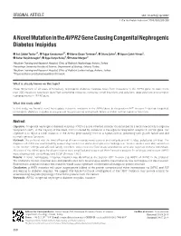 A Novel Mutation in the Avpr2gene Causing Congenital Nephrogenic