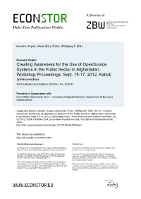 Creating Awareness for the Use of Opensource Systems in the Public Sector in Afghanistan