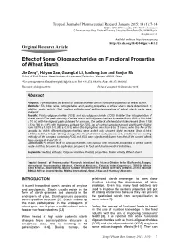 Effect of Some Oligosaccharides on Functional Properties of Wheat Starch
