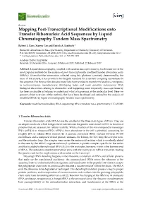 Mapping Post-Transcriptional Modifications Onto Transfer