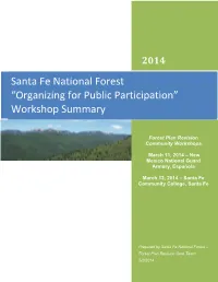 Santa Fe National Forest “Organizing for Public Participation” Workshop Summary