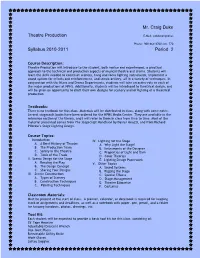 Stagecraft Syllabus