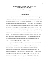 Types of Revelation and “Holy Books”And Their Contextualization*