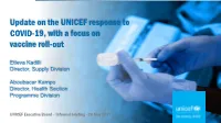 Update on the UNICEF Response to COVID-19, with a Focus on Vaccine Roll-Out