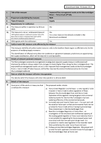 1 1. Title of the Measure Improved Flow Management Works at The