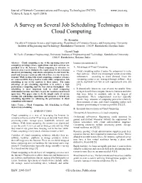 A Survey on Several Job Scheduling Techniques in Cloud Computing