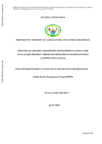 Feeder Roads Development Project Updated Resettlement Action Plan for Selected Feeder Roads in the District of Nyagatare, Rwanda –Project ID: P 126498