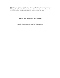 Greece in Modern Times (An Annotated Bibliography of Works Published in English in 22 Academic Disciplines During the Twentieth Century)