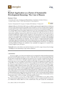 Biofuel Application As a Factor of Sustainable Development Ensuring: the Case of Russia