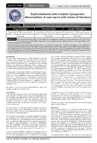 Erythroleukemia with Complex Cytogenetic Abnormalities: a Case Report with Review of Literature
