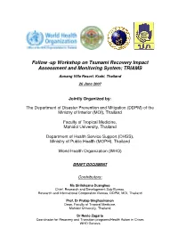 Follow -Up Workshop on Tsunami Recovery Impact Assessment and Monitoring System; TRIAMS