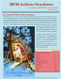 IBVM Archives Newsletter a Newsletter from IBVM Archives Across the Globe December 2020