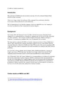 Introduction Background Further Details on MBDA And