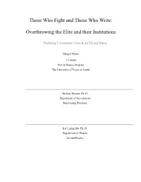 Overthrowing the Elite and Their Institutions