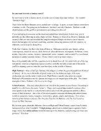 So You Want to Write a Fantasy Novel?