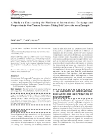 A Study on Constructing the Platform of International Exchange and Cooperation in West Yunnan Province: Taking Dali University As an Example