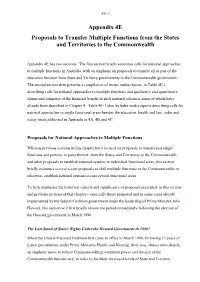 Appendix 4E Proposals to Transfer Multiple Functions from the States and Territories to the Commonwealth