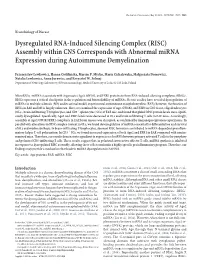 Dysregulated RNA-Induced Silencing Complex (RISC) Assembly Within CNS Corresponds with Abnormal Mirna Expression During Autoimmune Demyelination